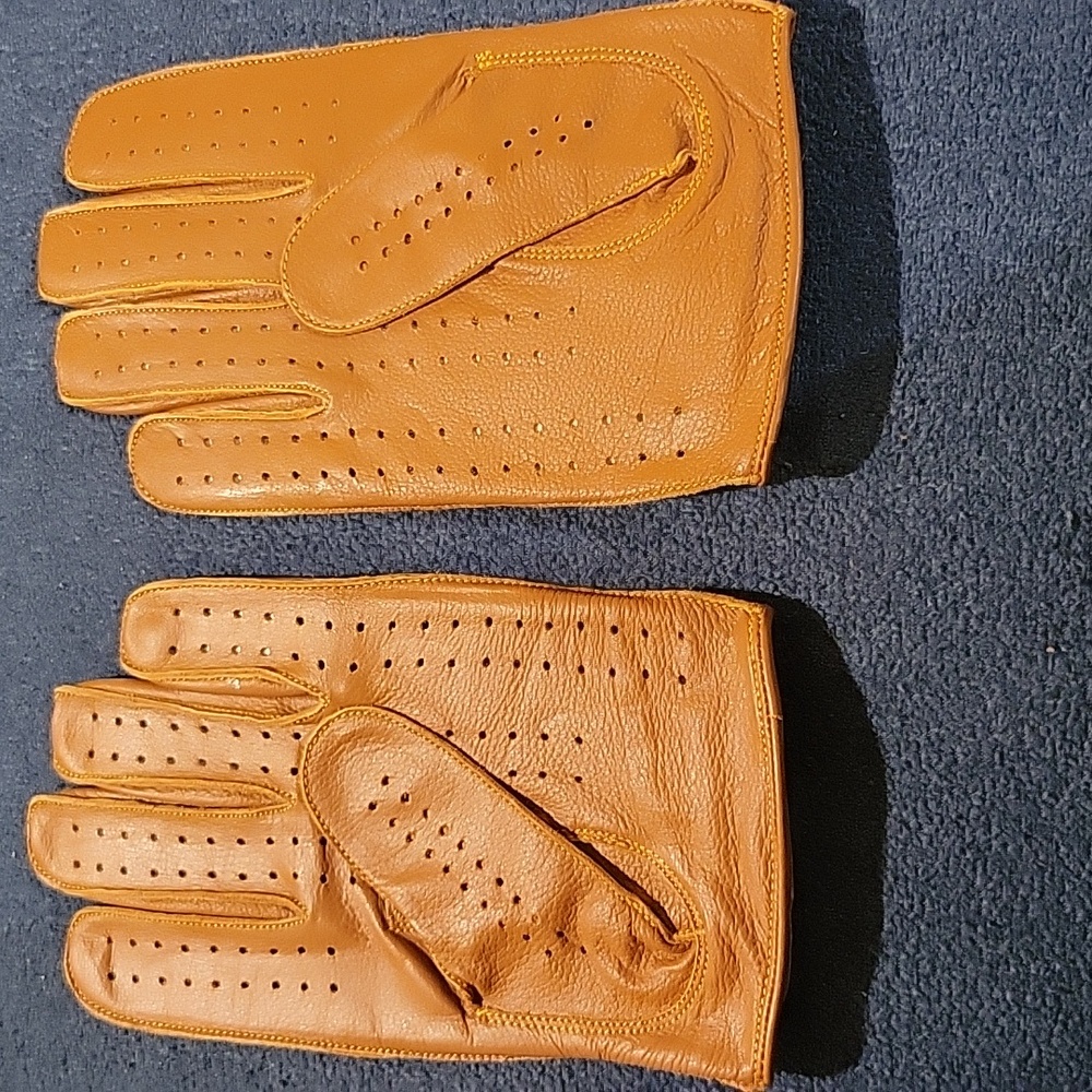 NWT Rust Colored Leather Driving Gloves Mens M - Picture 2 of 4